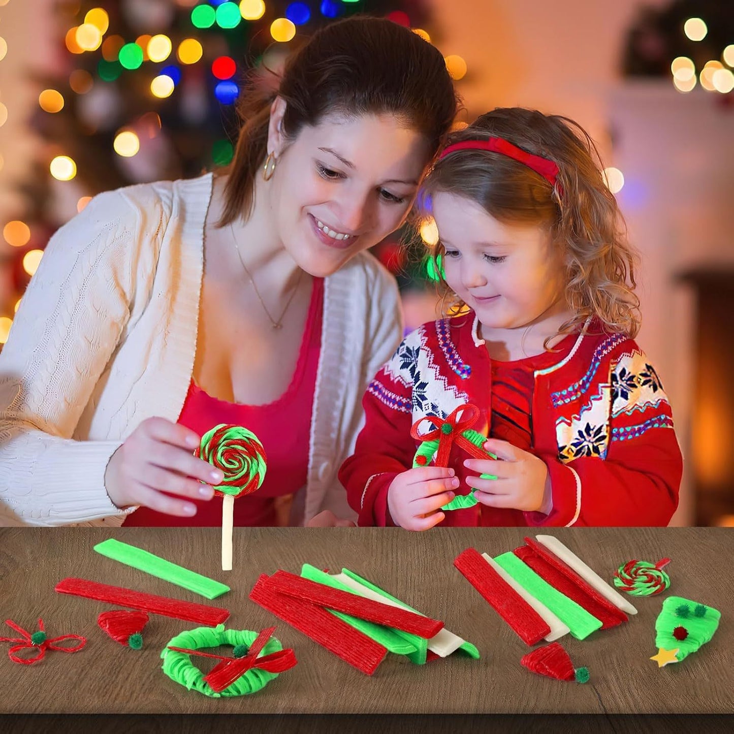 Wiki Sticks, Christmas Wax Craft Sticks Red Green White Bendable Sticky Wax Yarn Sticks With Storage Bag For DIY School Project Art Craft Supplies Clearance