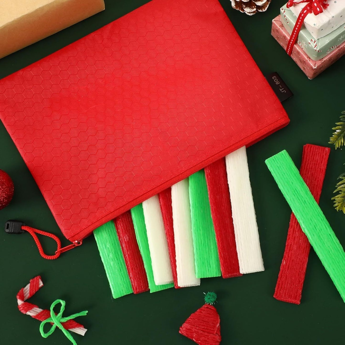 Wiki Sticks, Christmas Wax Craft Sticks Red Green White Bendable Sticky Wax Yarn Sticks With Storage Bag For DIY School Project Art Craft Supplies Clearance