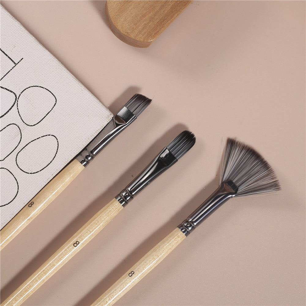 Gouache Pen Oil Painting Brush Nylon Hair 24 Brushes Suit Student Art Supplies