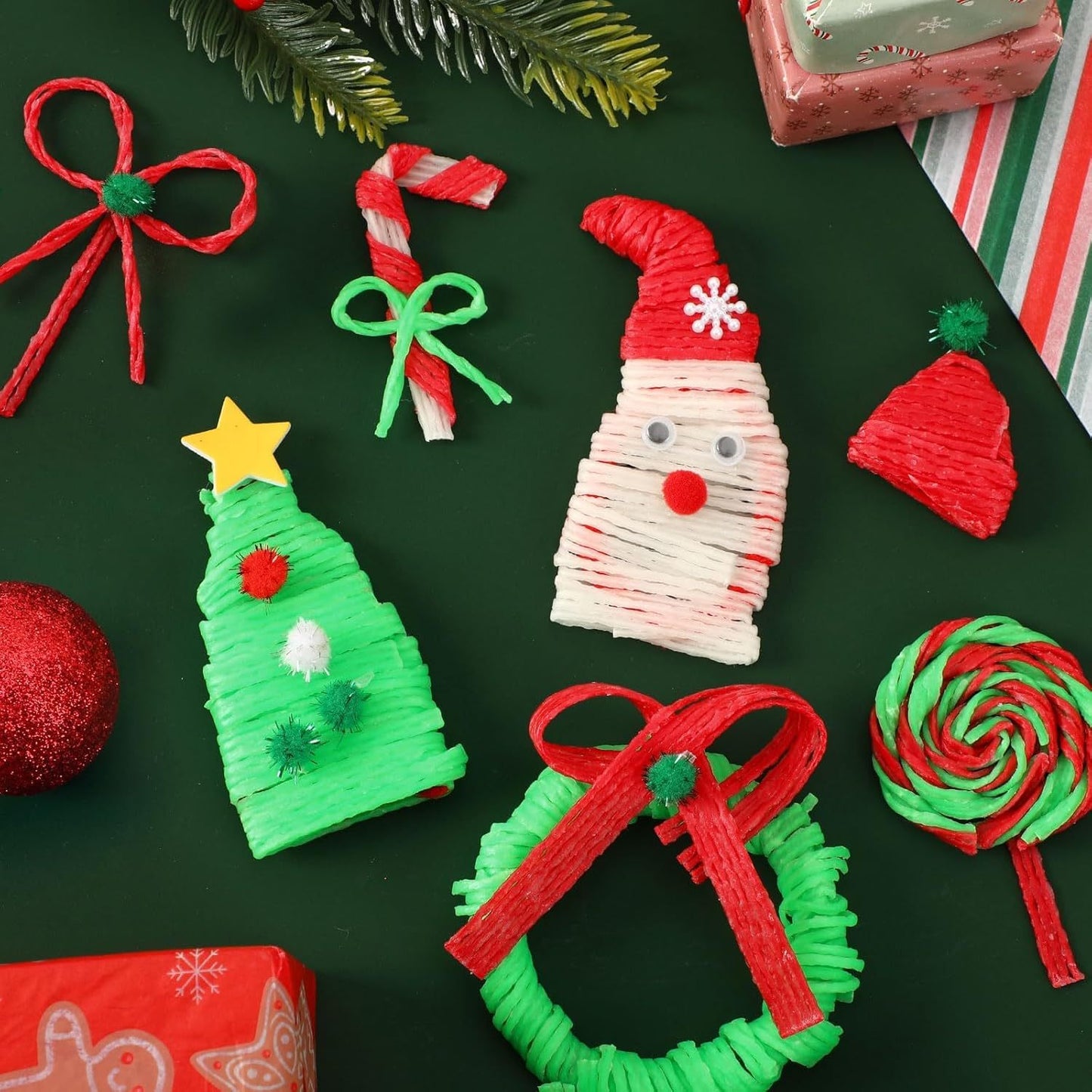 Wiki Sticks, Christmas Wax Craft Sticks Red Green White Bendable Sticky Wax Yarn Sticks With Storage Bag For DIY School Project Art Craft Supplies Clearance